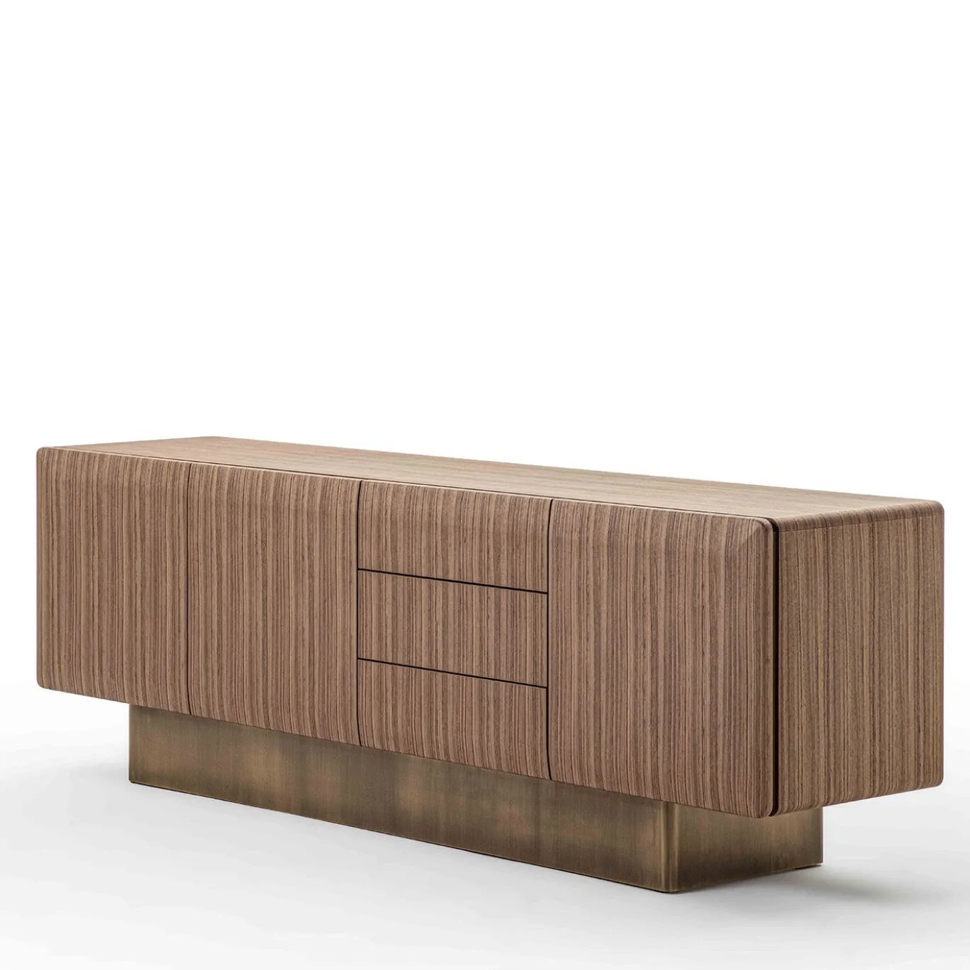 Credenza SIR 4 in noce con base in ottone bronzato