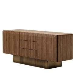 Credenza SIR 3 in noce con base in ottone bronzato