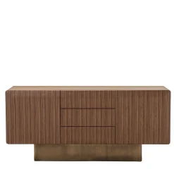 Credenza SIR 3 in noce con base in ottone bronzato