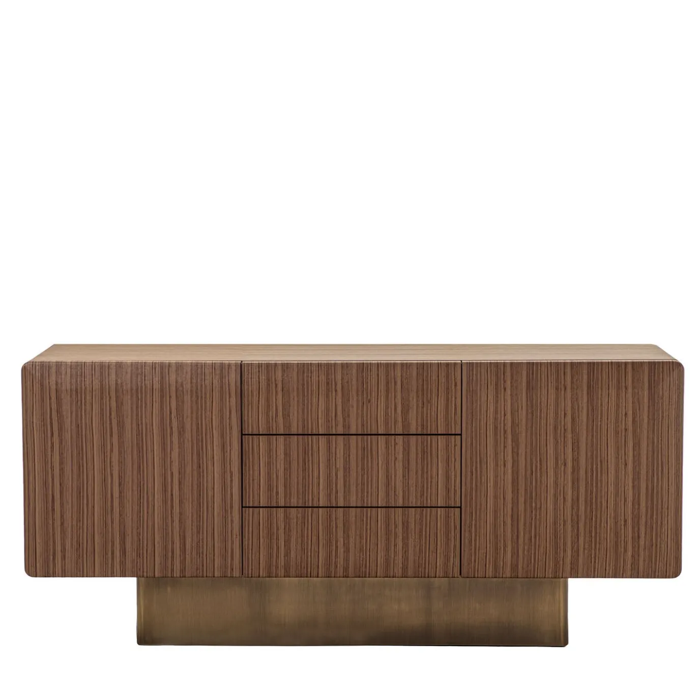 Credenza SIR 3 in noce con base in ottone bronzato