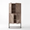 Credenza Stripes in legno naturale con base in ottone