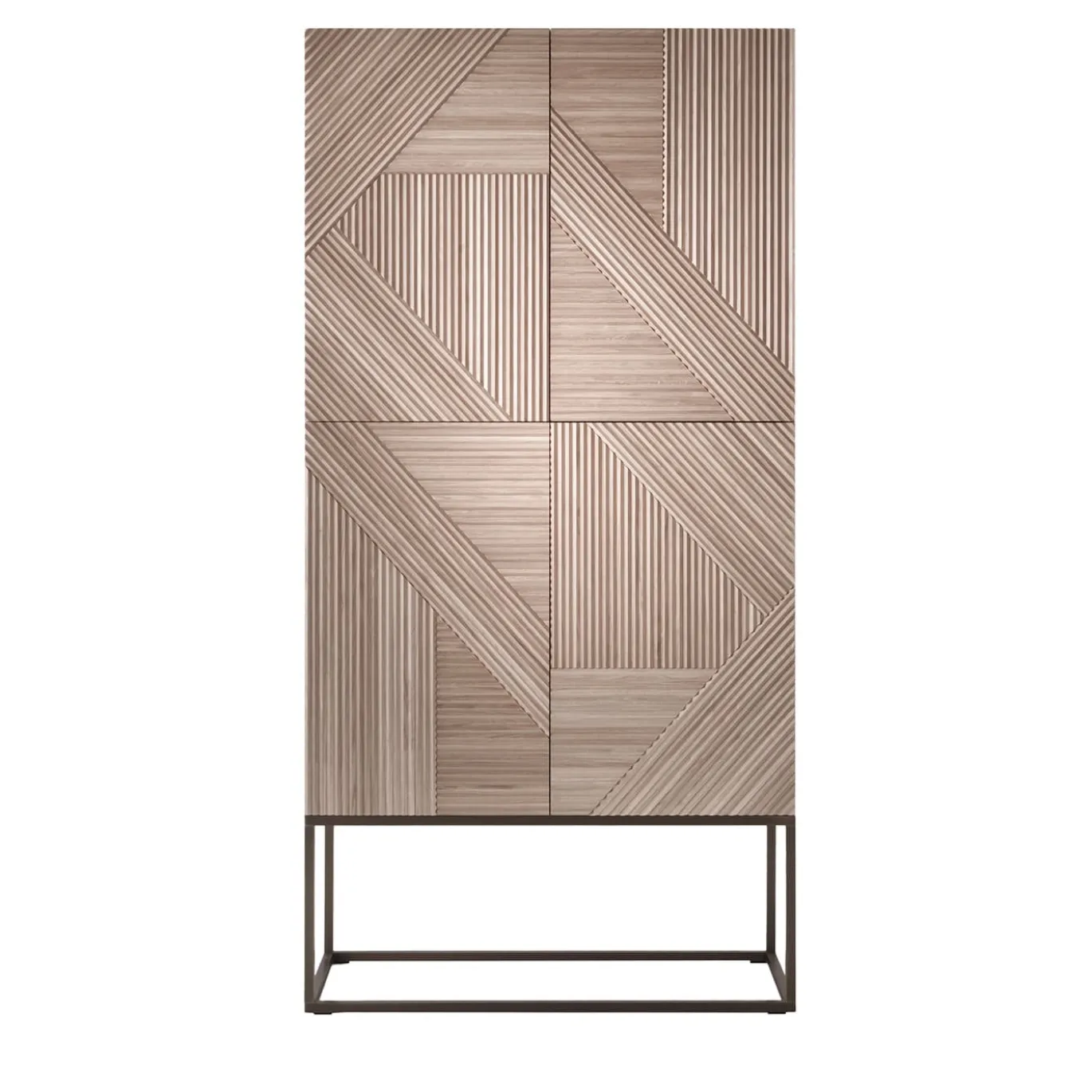 Credenza Stripes in legno naturale con base in ottone