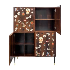 Credenza Tattoo con tradizionali intarsi americani