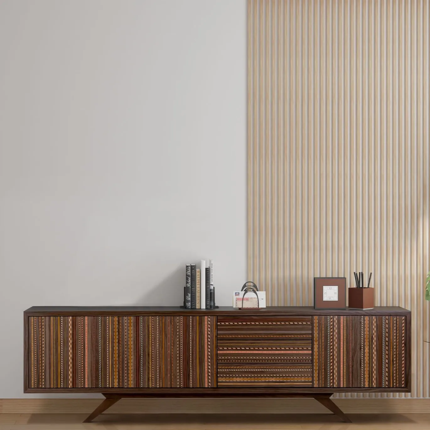 Credenza Vertigo in Noce Policromo Intarsiato