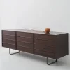 Credenza Zen in noce con ripiani in vetro #1