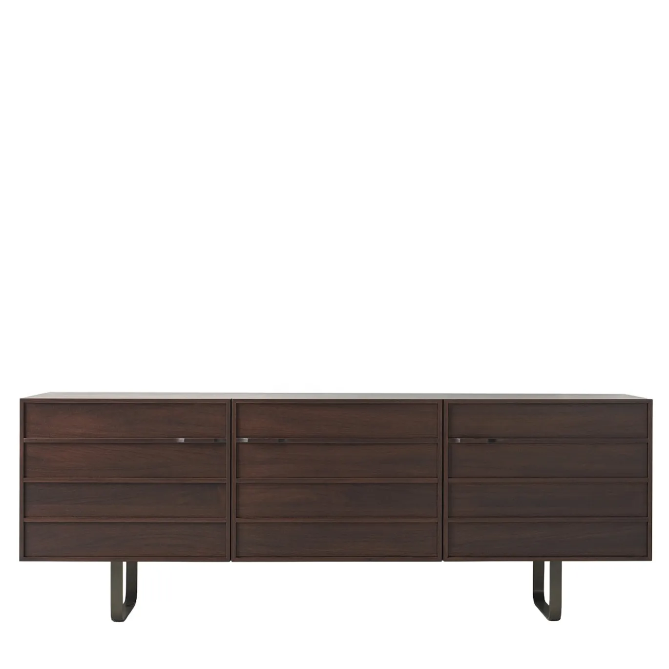 Credenza Zen in noce con ripiani in vetro #1