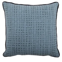 Cuscino Carré azzurro in tessuto jacquard geometrico