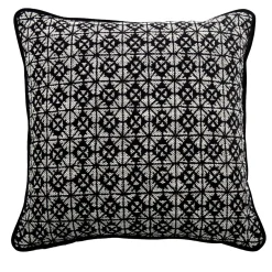 Cuscino Carrè bianco e nero in tessuto jacquard geometrico