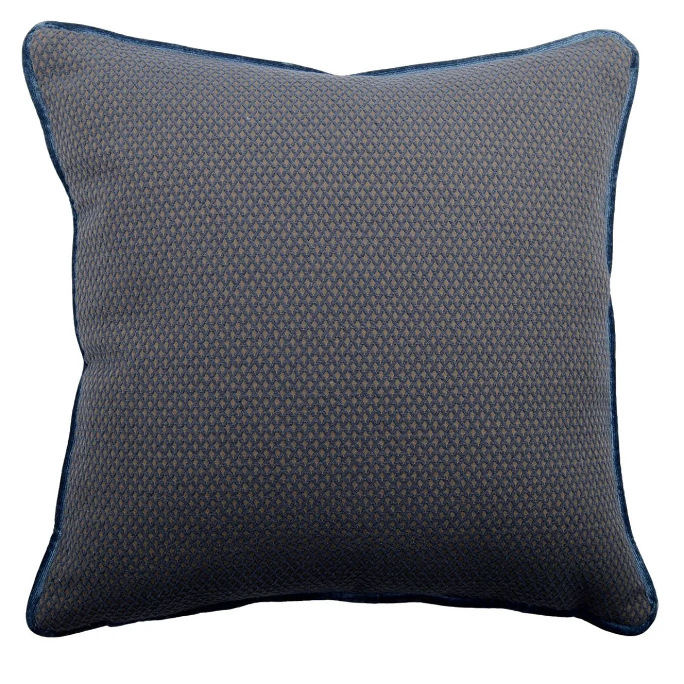 Cuscino Carré blu-beige in tessuto jacquard falso unitario