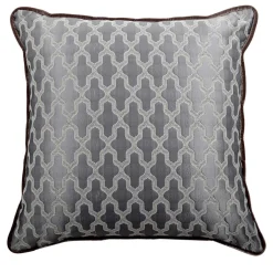 Cuscino Carrè grigio in tessuto jacquard e velluto di seta
