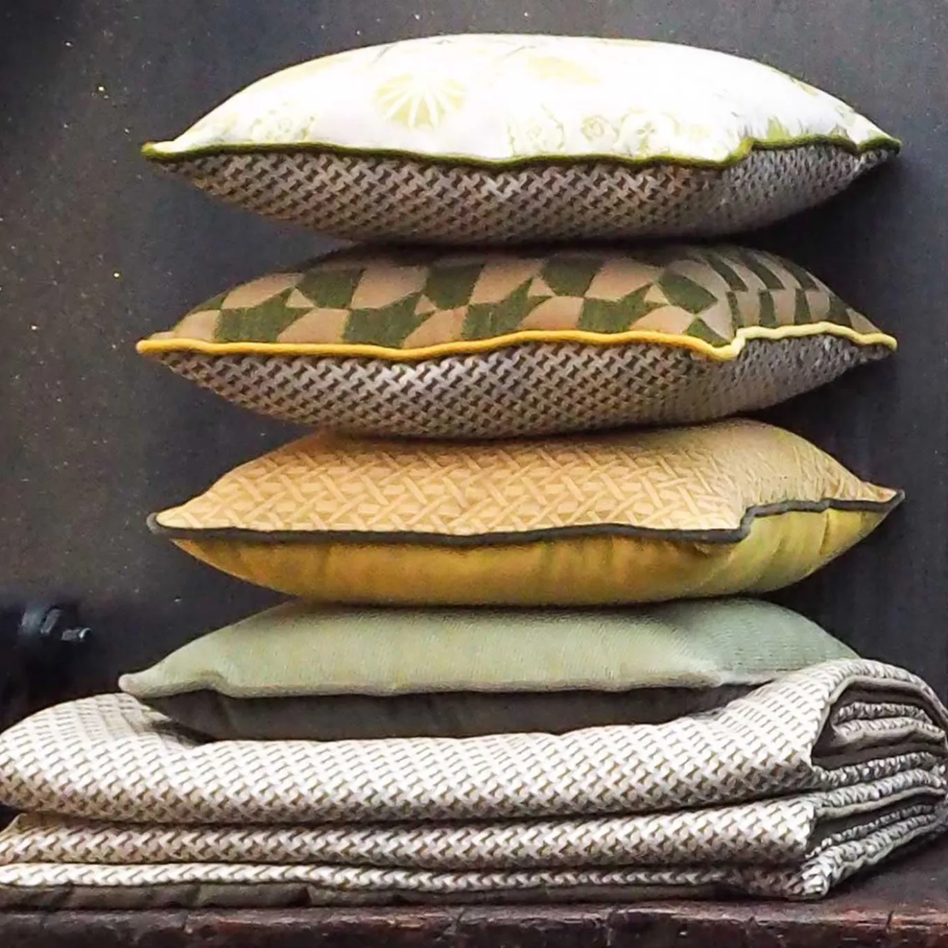 Cuscino Carrè in tessuto jacquard Pied-De-Poule