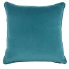 Cuscino Carrè in velluto di cotone blu-verde