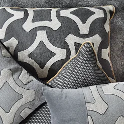Cuscino Carré nero grigio in tessuto jacquard finto unitario