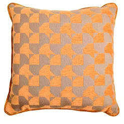 Cuscino Carrè senape in tessuto jacquard Pied-De-Poule
