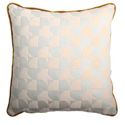 Cuscino Carrè senape in tessuto jacquard Pied-De-Poule