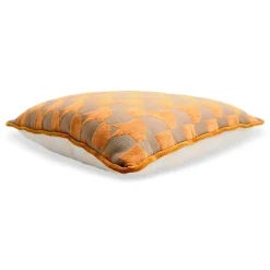 Cuscino Carrè senape in tessuto jacquard Pied-De-Poule