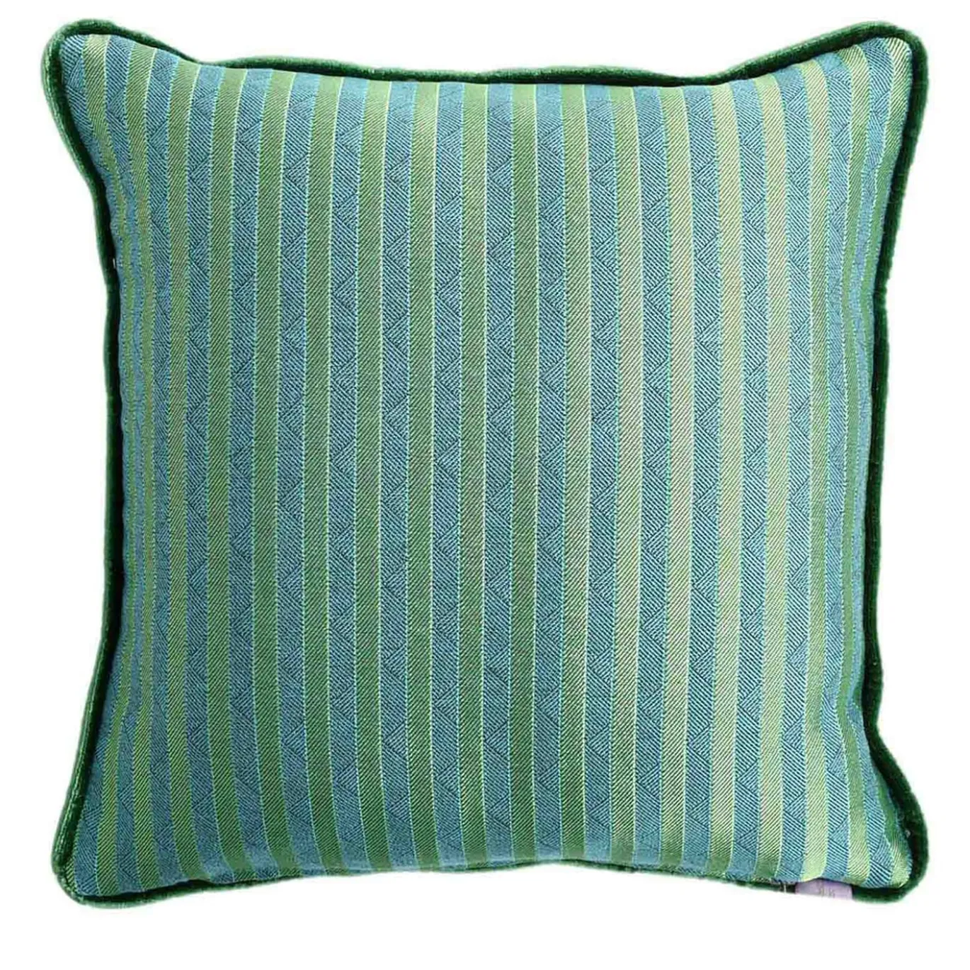Cuscino Carrè verde in tessuto jacquard a righe