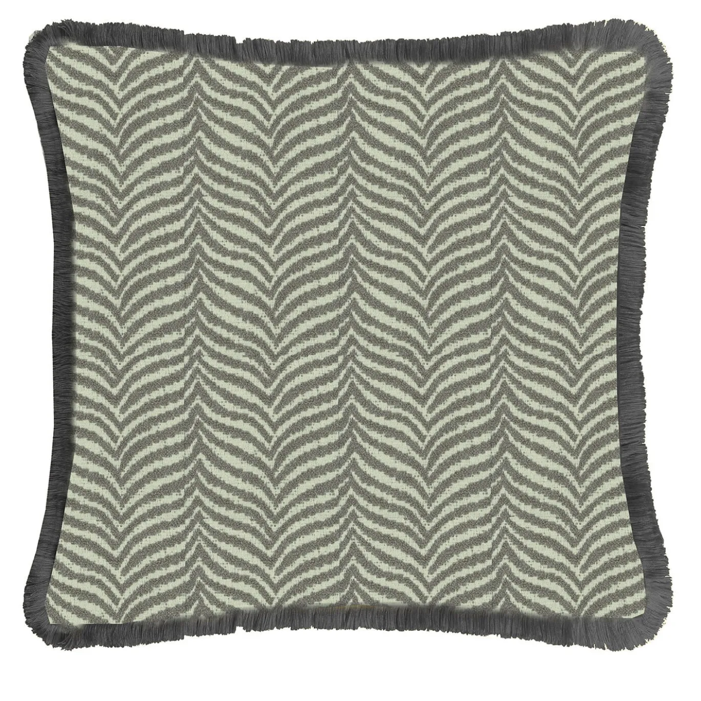 Cuscino con frange grigio zebrato