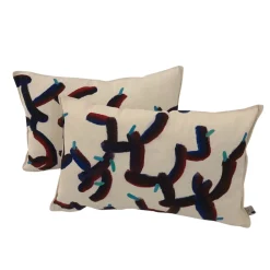 Cuscino Coralli Mare Scuro in cotone dipinto a mano #2