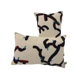 Cuscino Coralli Mare Scuro in cotone dipinto a mano #1