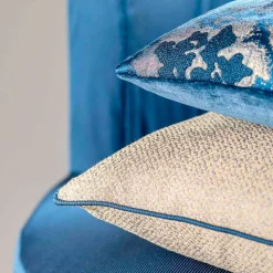 Cuscino decorativo quadrato blu e oro