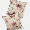 Cuscino dipinto a mano con motivo floreale e bordo rosso
