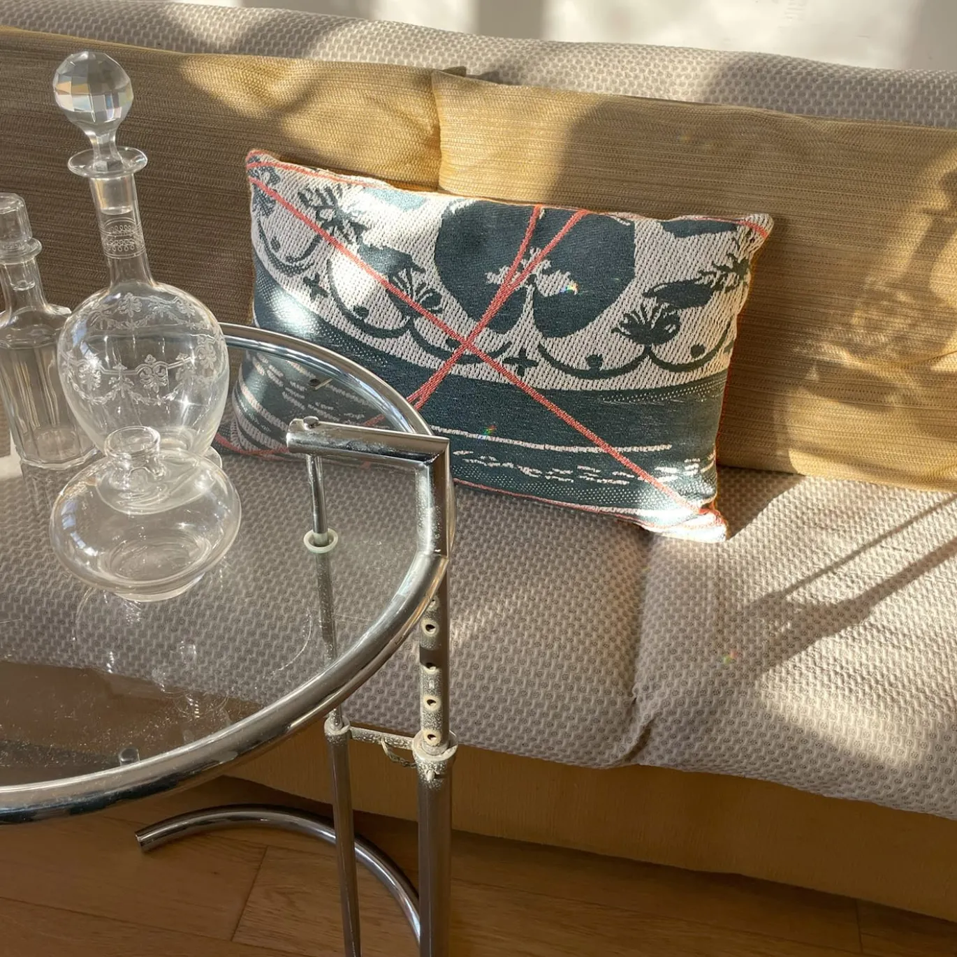 Cuscino Double Face Reverso in Blu Ionio e Rosso Rowan