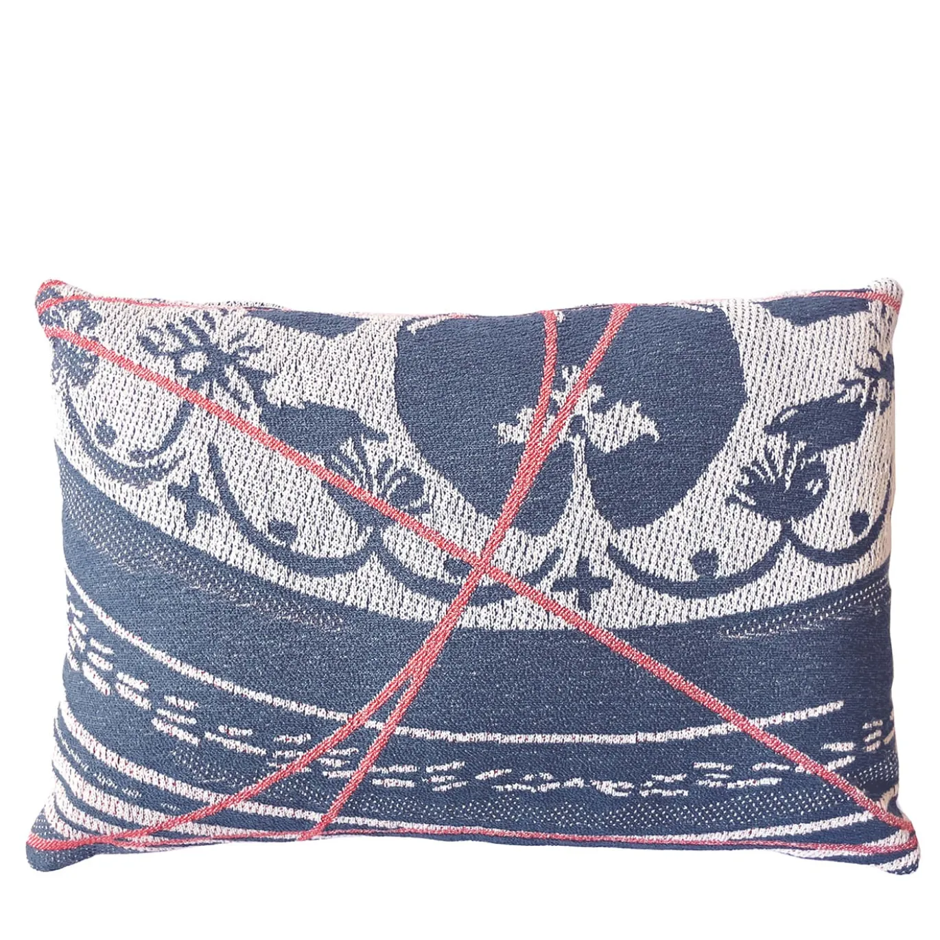 Cuscino Double Face Reverso in Blu Ionio e Rosso Rowan