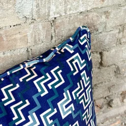 Cuscino Ducale in velluto con motivo blu