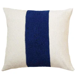 Cuscino ecru, blu e giallo