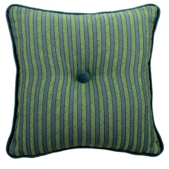 Cuscino Emerald Carré in tessuto jacquard a righe e velluto di seta