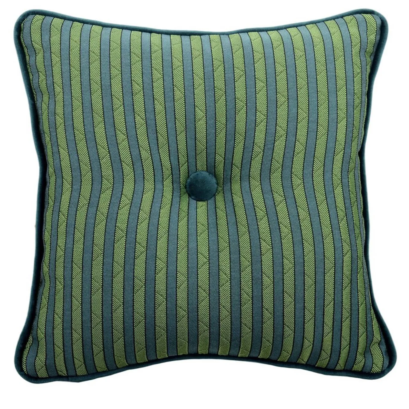 Cuscino Emerald Carré in tessuto jacquard a righe e velluto di seta
