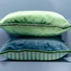 Cuscino Emerald Carrè in velluto di seta e tessuto jacquard