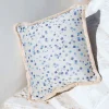 Cuscino grande con frange celesti e blu