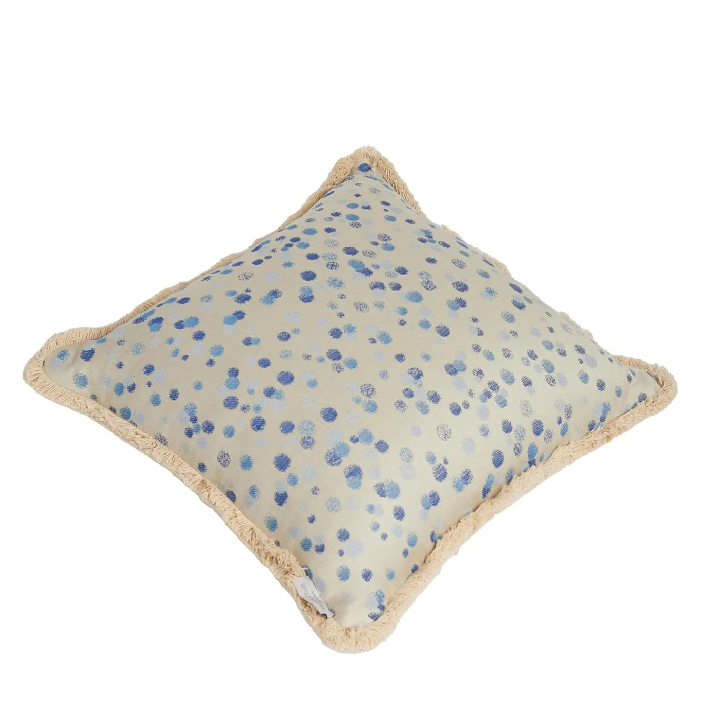 Cuscino grande con frange celesti e blu