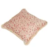 Cuscino grande con frange rosse e fucsia