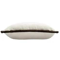Cuscino Happy rettangolare in velluto bianco con frange marroni