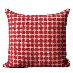 Cuscino in lana bouclé bianco e rosso a pois quadrati Polystic