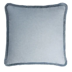 Cuscino in lino azzurro Happy