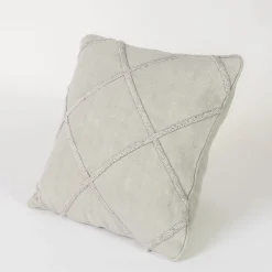 Cuscino in lino Grigio Natur Art con ricamo 3D a rete
