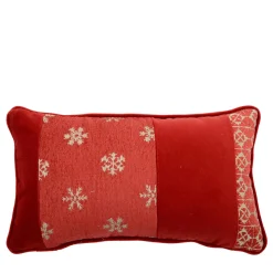 Cuscino in tessuto jacquard e velluto di cotone Red Bandè