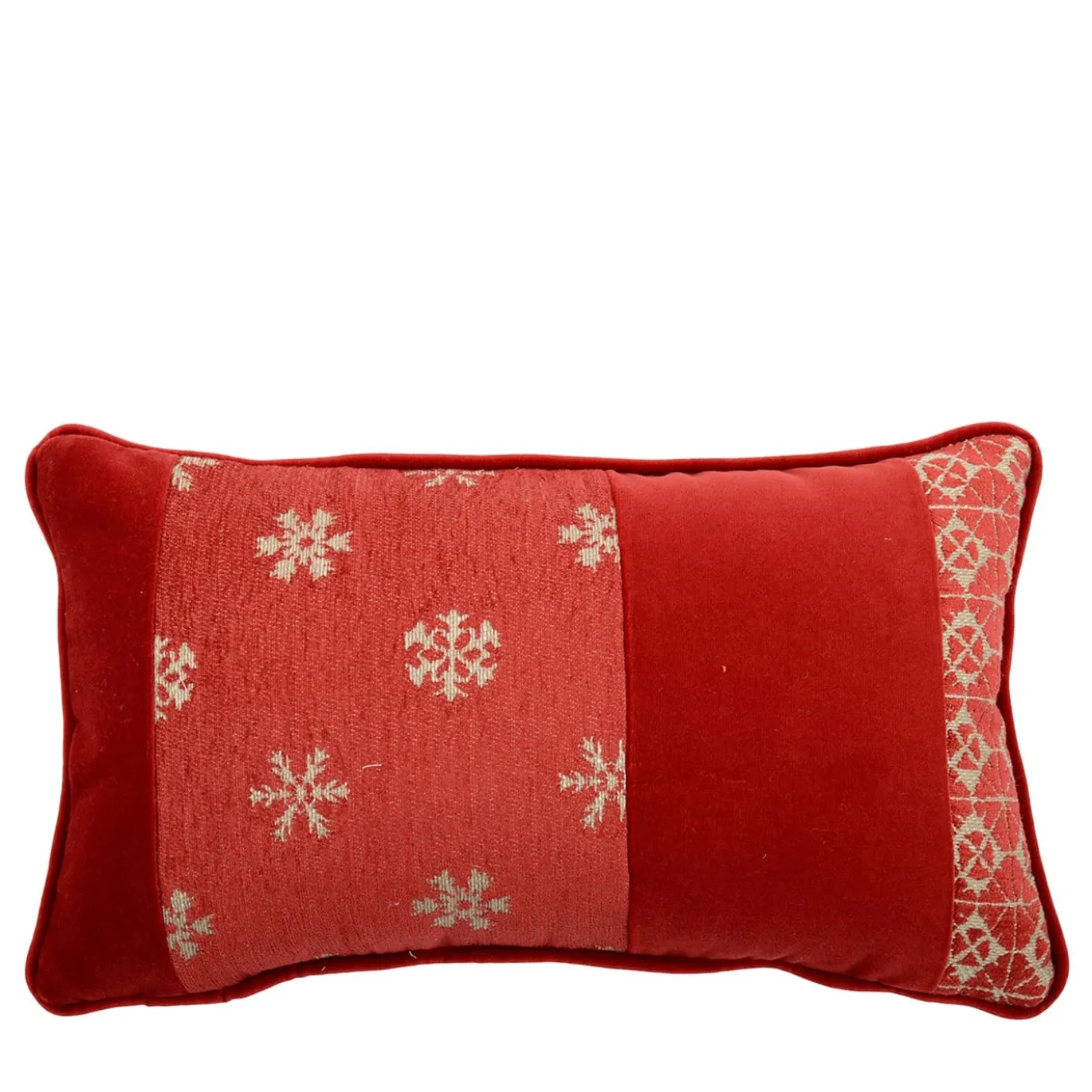 Cuscino in tessuto jacquard e velluto di cotone Red Bandè