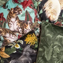 Cuscino in velluto Animalia con ghepardi e vegetazione rossa