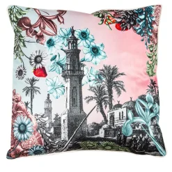 Cuscino in velluto Cairo con paesaggio e fiori #3
