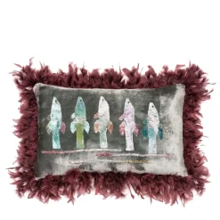 Cuscino in velluto plumage marrone