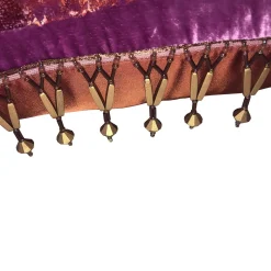 Cuscino in velluto viola con foglie rosa