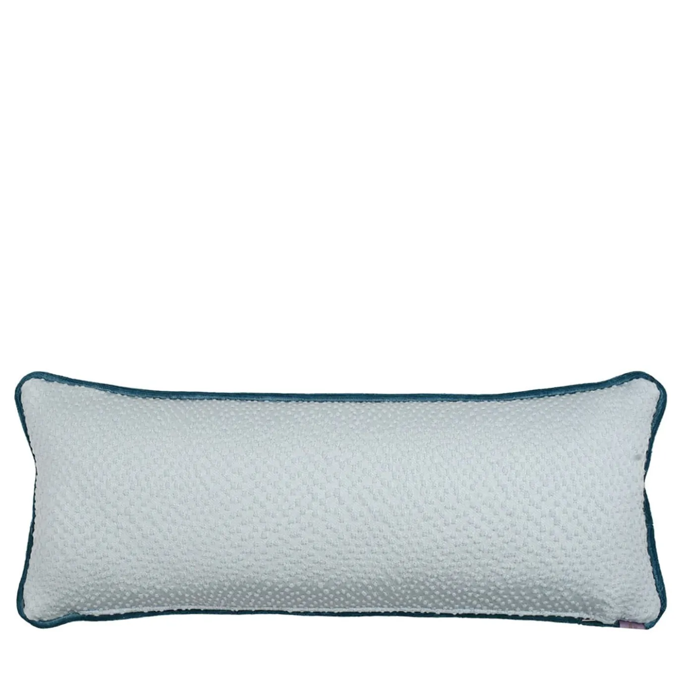 Cuscino Longue Azzurro in Tessuto Jacquard e Velluto di Lino