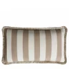 Cuscino per esterni Happy bianco e beige con frange