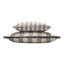 Cuscino per esterni Happy bianco e beige con frange