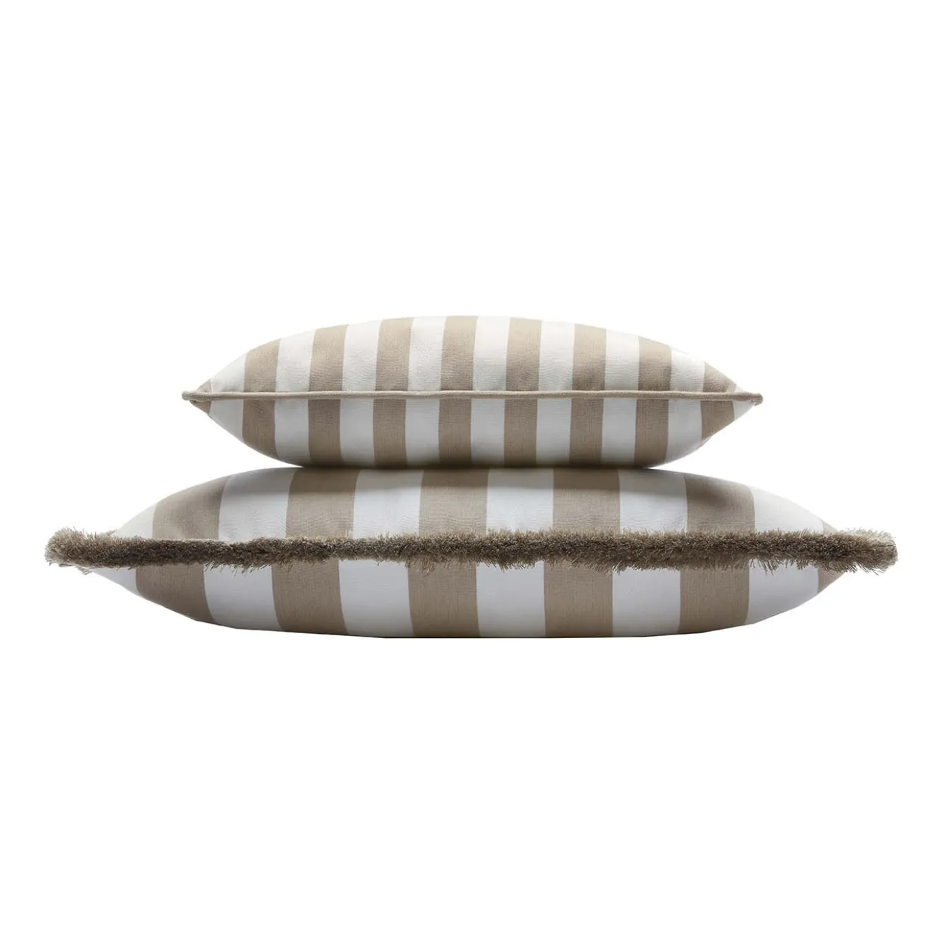 Cuscino per esterni Happy bianco e beige con frange